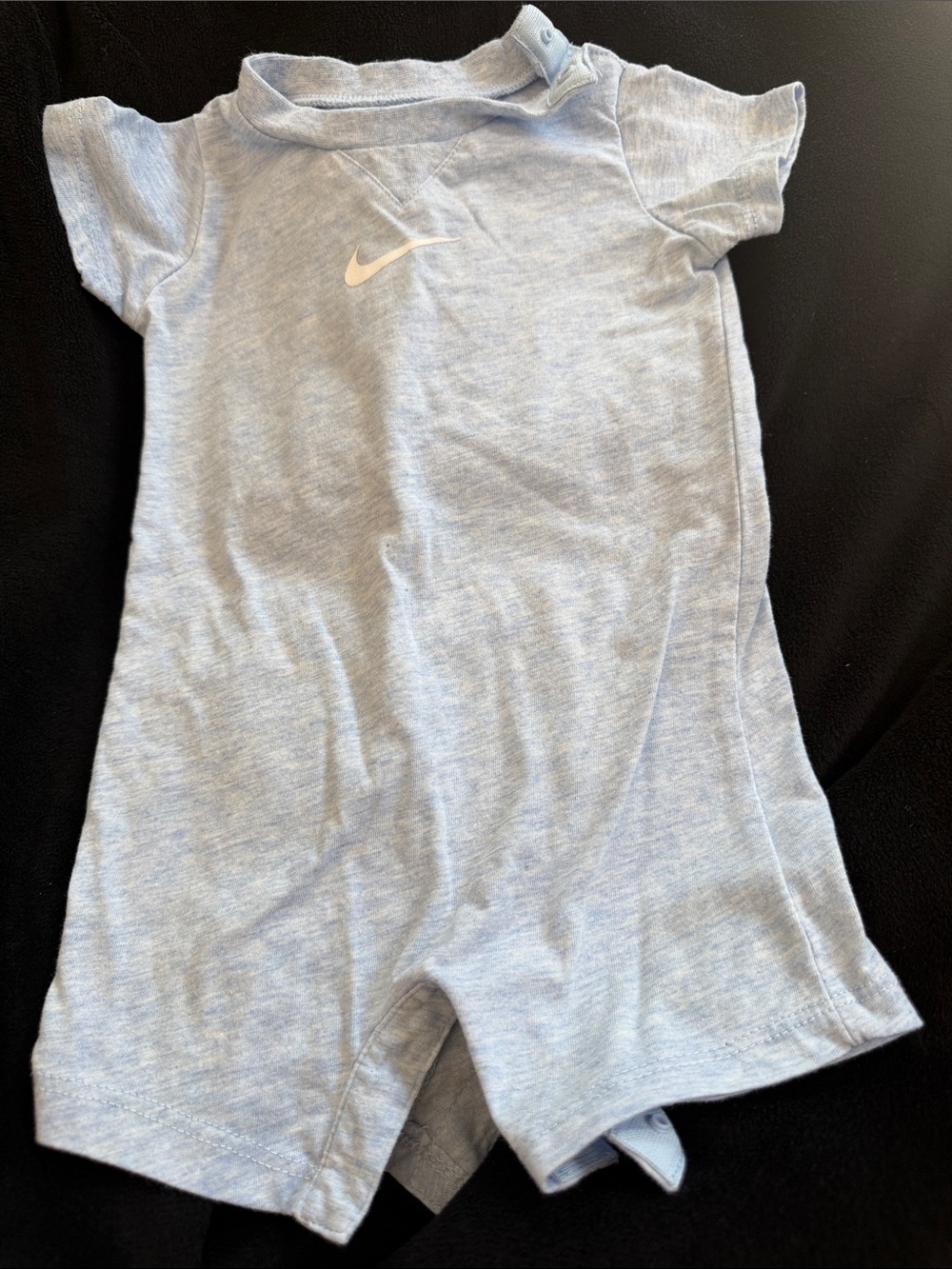 Nike Light Blue Infant One-Piece Romper with White Swoosh